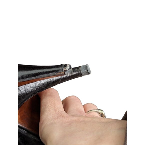 VTG ROSINA FERRAGAMO SCHIAVONE Elsa Sunny Black Red Pumps 7.5 Damaged - Picture 6 of 6